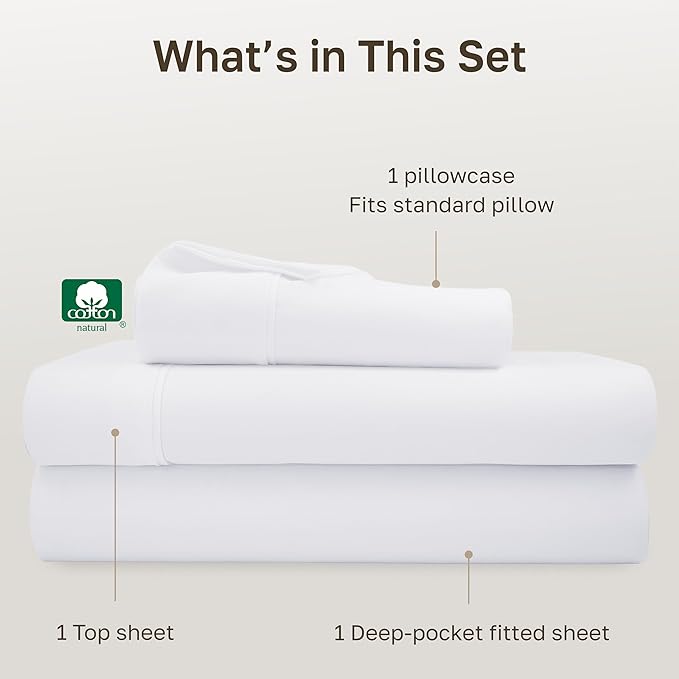 California Design Den Soft 100% Cotton Twin Sheet Set, 400 Thread Count Good - Image 4