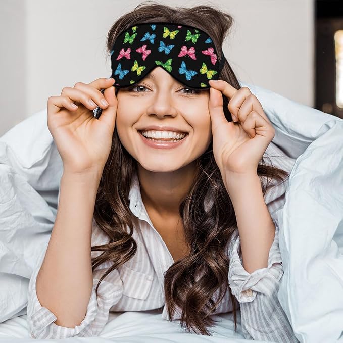 Rainbow Butterfly Sleep Mask Eye Mask Black Blue Pink Purple Butterfly Sleep - Image 5