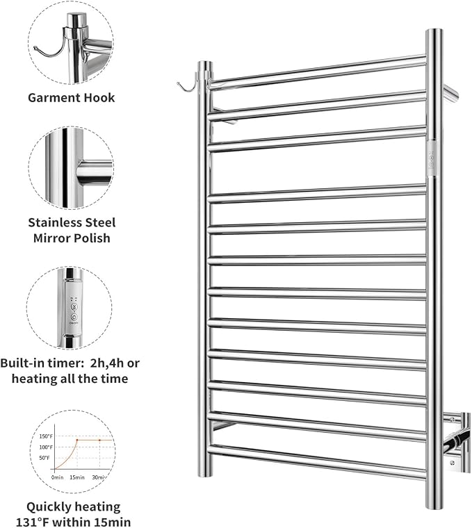 Wall Mounted Towel Warmer 12 Bars - Image 3