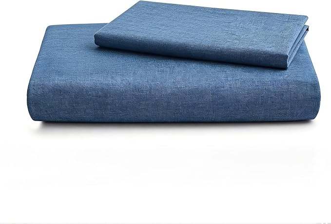 LOVQUE 100% Washed Cotton Duvet Cover Twin Size, Denim Blue Fade-Resistant - Image 7