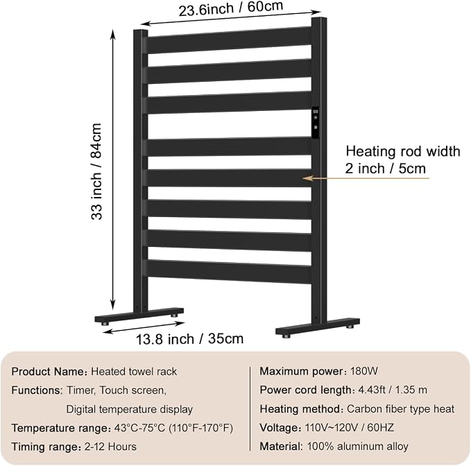 Towel Warmers for Bathroom, Heated Towel Racks, Upgraded Extra-Wide Heating Area - Image 6