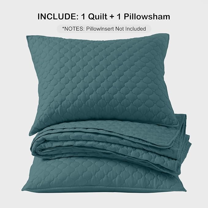 HORIMOTE HOME Quilt Twin Size Teal Blue, Lightweight Quilt - Image 7