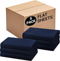 Bulk Queen Flat Sheets Only, 6 Pack Quick Sort Top Bed Sheet, Color-Coded Label by Culve