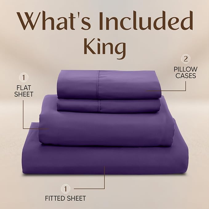 Utopia Bedding King Size Sheet Set – 4 Piece Bed Sheets, Soft and Breathable - Image 3