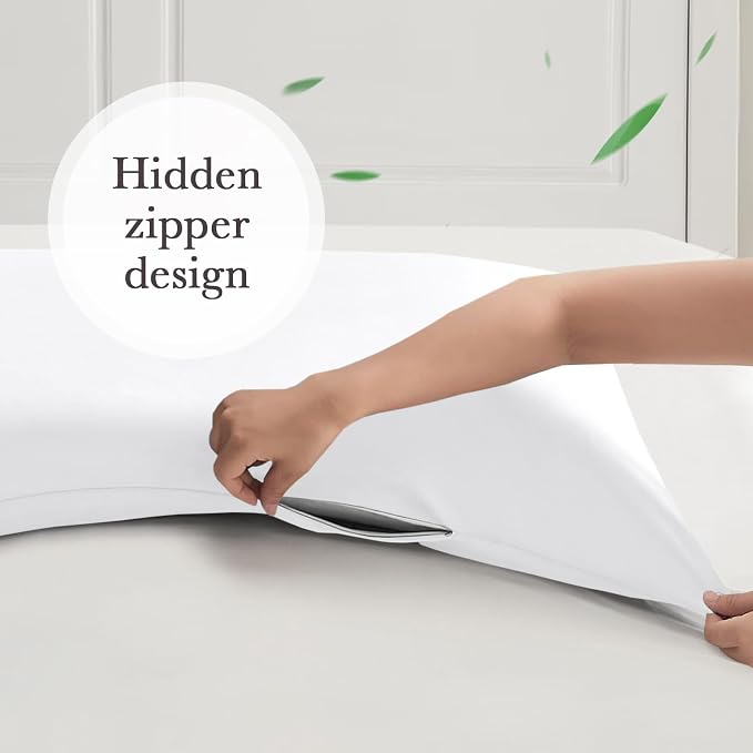 Curved Pillow Case King Size, Side Sleeper Pillow Cases Cover Cooling Rayon - Image 6