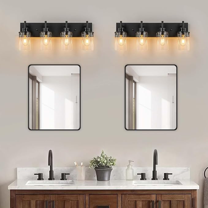 GoYeel Bathroom Light Fixtures Over Mirror, Matte Black Vanity Light 4 Light - Image 2