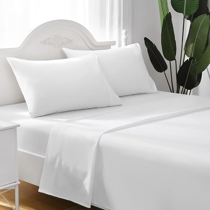 ILAVANDE White Sheets Set 4 Piece, Hotel Luxury Super Soft 1800 Series - Image 9