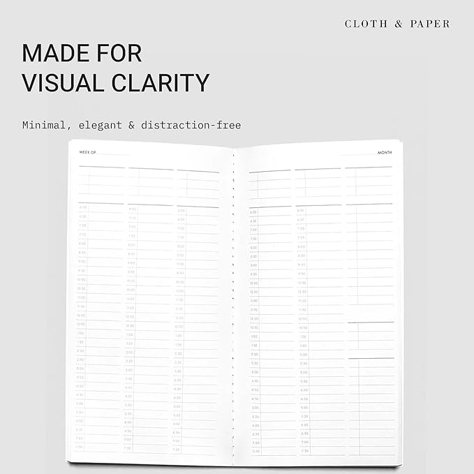 Cloth & Paper Travel Notebook | Time Blocking Planner – Bordeaux | A5 Slim - Image 2