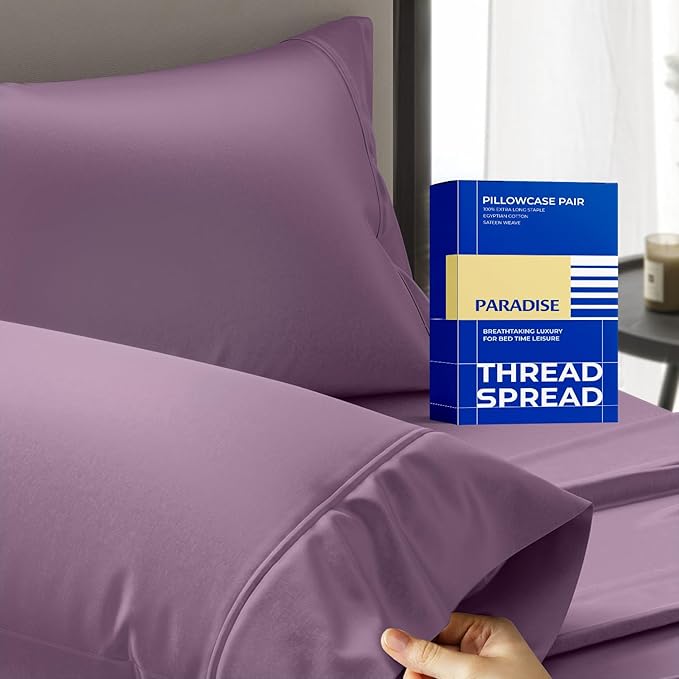 Thread Spread 100% Egyptian Cotton King Size Pillow Cases Set of 2 by THREADSPREAD