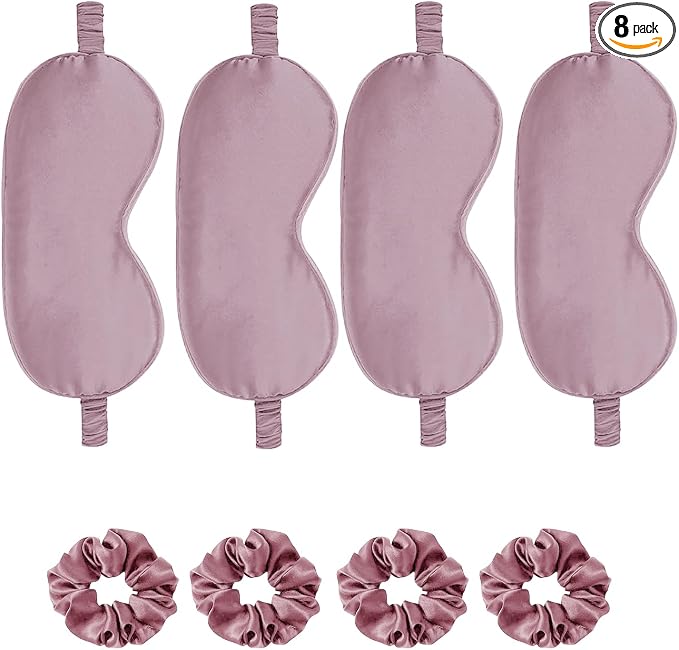 Satin Eye Mask 8Pcs Silk Sleep Masks Silky Blindfold Eyeshade Blackout Eyes by WJingYiJia