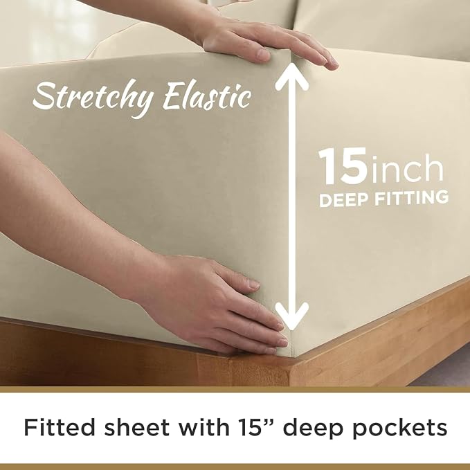 Ultra Soft Microfiber Full XL Fitted Sheets – 1800 Thread Count, Deep 15” Pocket - Image 3