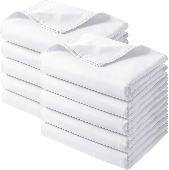 Preboun 20 Pcs White Flat Sheets Bulk Twin Size Soft Microfiber Top Flat by Preboun