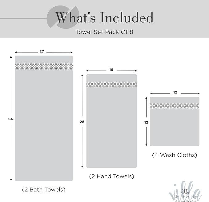 100% Combed Cotton Bathroom Towel Set of 8- 2 Bath Towels, 2 Hand Towels - Image 5