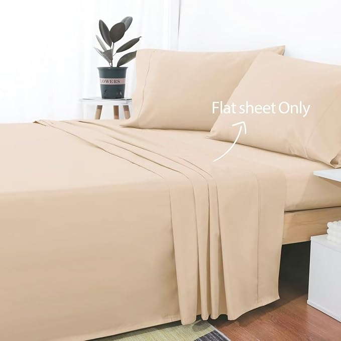 2-Pack Cotton Queen Flat Sheet Only, 600 Thread Count 100% Egyptian Cotton Top - Image 2