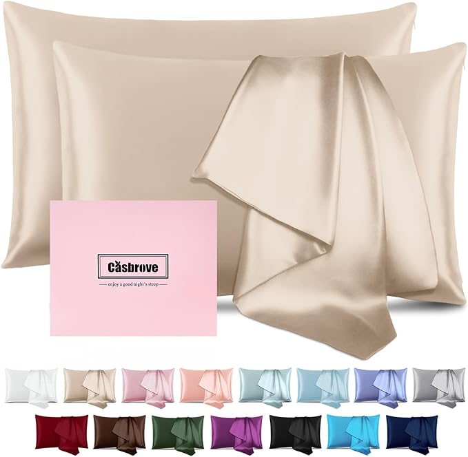 Silk Pillow Cases 2 Pack Mulberry Silk Pillow Cases Soft Breathable Both Sided by Casbrove