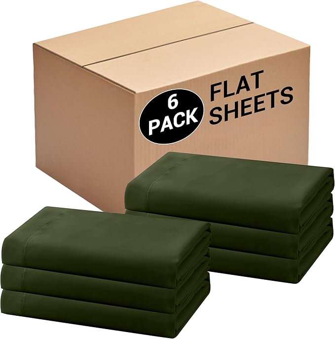 Bulk Full Flat Sheets Only, 6 Pack Quick Sort Top Bed Sheet, Color-Coded Label by Culve