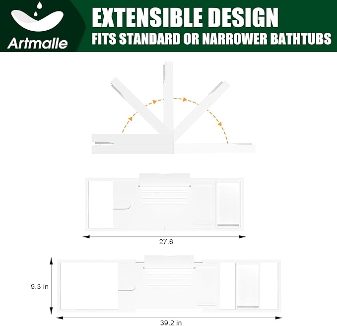 Artmalle Foldable Bathtub Caddy Tray - Image 5