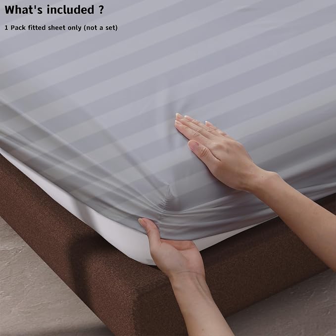 100% Egyptian Cotton Fitted Sheet Twin Size, 600 Thread Count, Single Fitted - Image 4