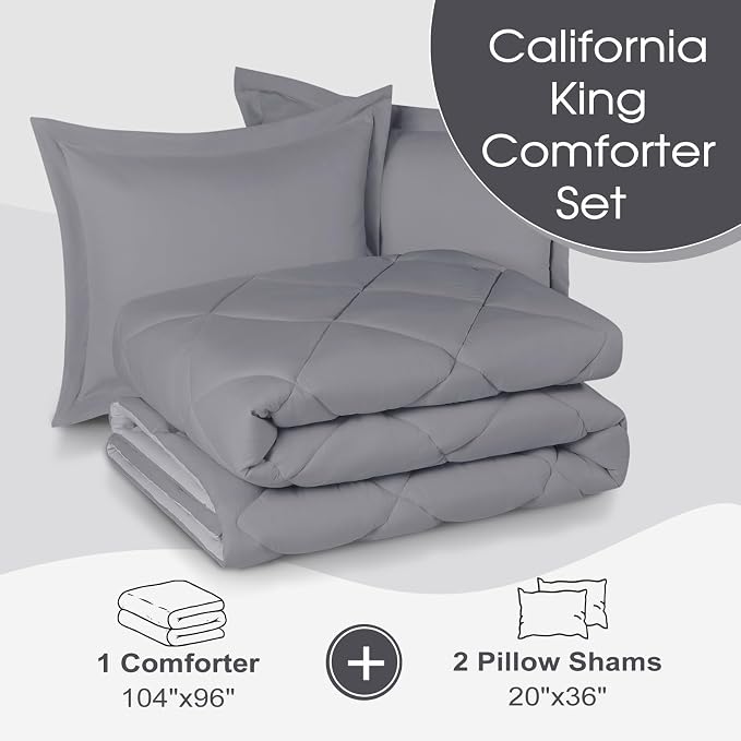 Basic Beyond California King Comforter Set, 1 Comforter 104"x96" and 2 Pillow - Image 6