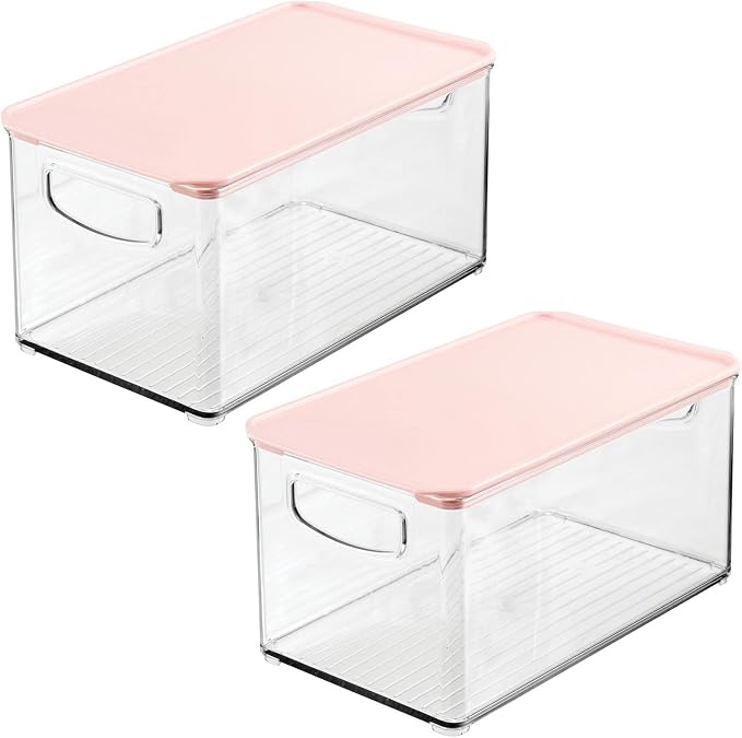 mDesign Deep Plastic Bathroom Storage Bin Box, Lid/Built-in Handles, - Image 7
