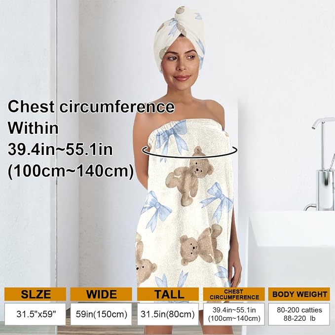 Bow and Teddy Bear Bath Wrap - Image 3