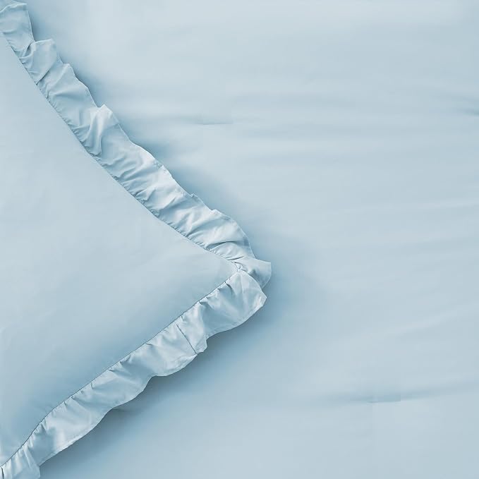 FUANNA Full Size Comforter Sets Light Blue, 3 Pieces Ruffle Full Size Bedding - Image 8