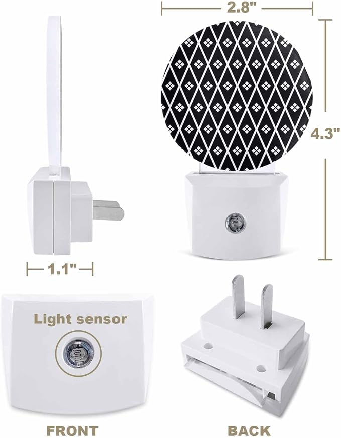 Night Lights Auto Sensor Black Diamond Night Light Geometric Rhombus Round Lamp - Image 2