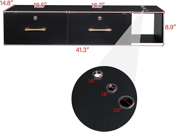 Wall Mount Styling Station for Hair Stylist, Wooden Hair Salon Station Storage - Image 2