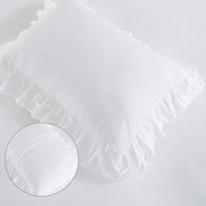 White Ruffled Duvet Cover Twin, 68x90 in - Image 6