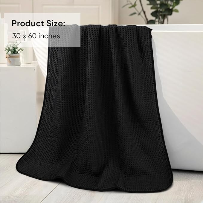 HOMEXCEL Waffle Bath Towels Set 4 Pack, Premium Microfiber Bathroom Towels - Image 6
