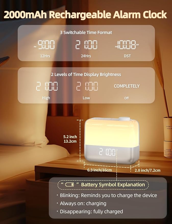 Sunrise Digital Alarm Clock for Bedroom: Wake-up Light, RGB Ambient Night Light - Image 6
