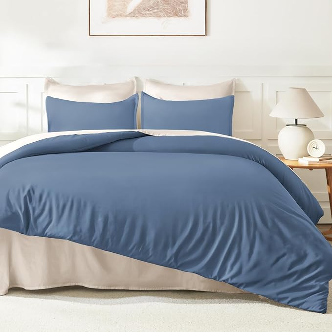 Litanika Haze Blue Comforters Oversized King Size, 3 Pieces Lightweight Solid - Image 6