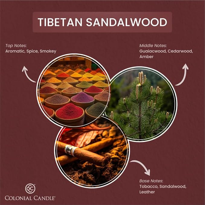 Colonial Candle Tibetan Sandalwood Scented Jar Candle, 2 Wick, 3.5 oz, Mottled - Image 2