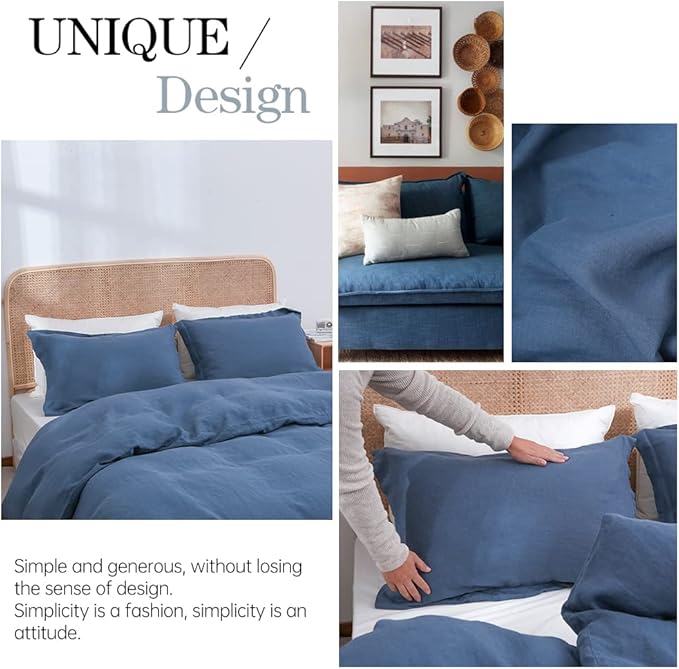 Simple&Opulence 100% Linen Duvet Cover Set 2pcs Basic Style Natural French - Image 5