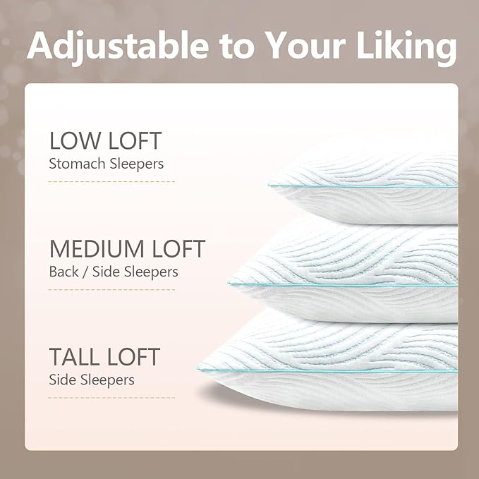 Pillows Queen Size Set of 2 Cooling Memory Foam Pillows - Image 5