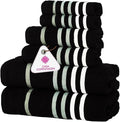 CASA COPENHAGEN Exotic 6Pcs 100% Egyptian Cotton Designer Towels Gift Set- Black by CASACOPENHAGEN