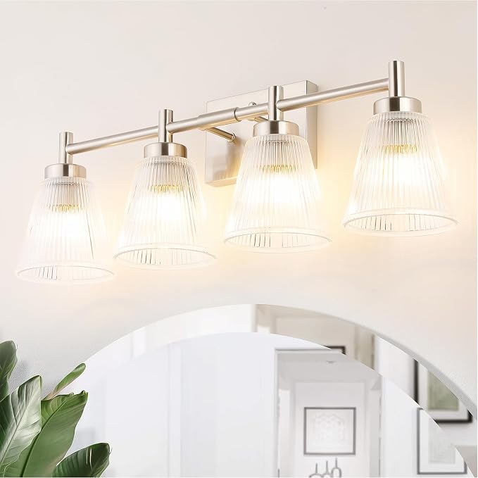 OCIOC 4-Light Vanity light fixtures, Brushed Nickel Vanity lights over mirror - Image 2