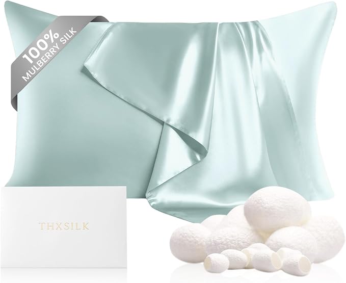 THXSILK Silk Pillowcase for Hair and Skin, 100% Mulberry Silk Bed Pillowcase 22 by THXSILK