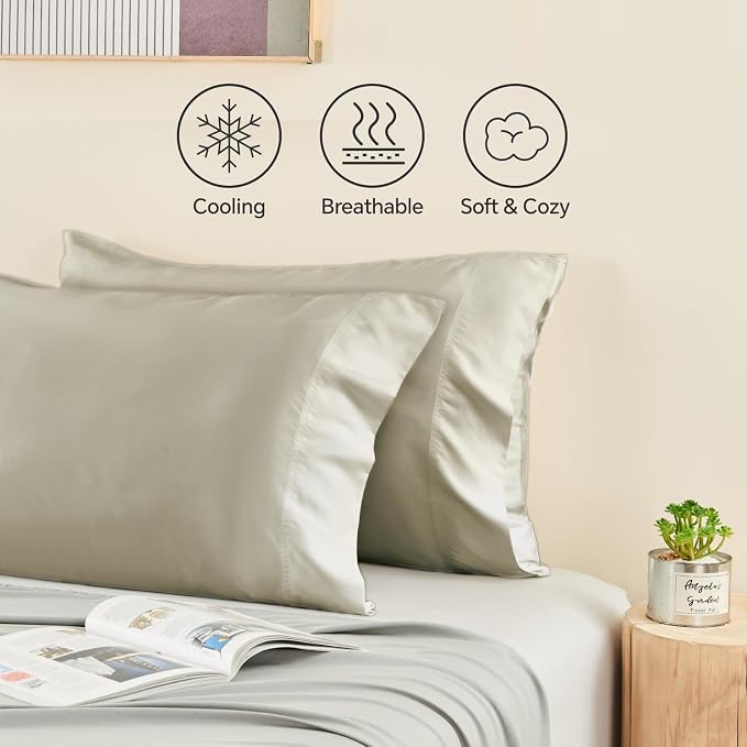 BEDELITE Standard Pillow Cases Set of 2, Rayon Derived from Bamboo, Cooling - Image 4
