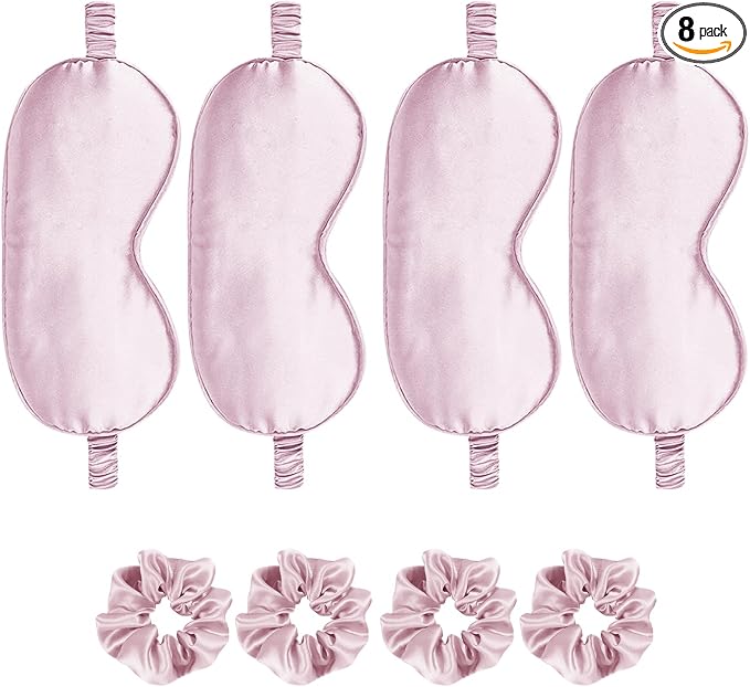Satin Eye Mask 8Pcs Silk Sleep Masks Silky Blindfold Eyeshade Blackout Eyes by WJingYiJia