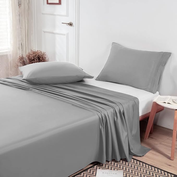 Lirex Flat Sheet, Twin Size Extra Soft Brushed Microfiber Flat White Sheets - Image 4