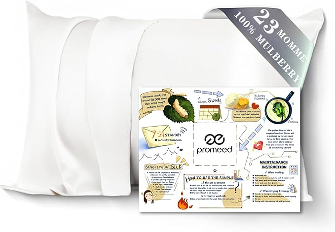 PROMEED 100% Mulberry Silk Pillowcase White by PromeedTextile