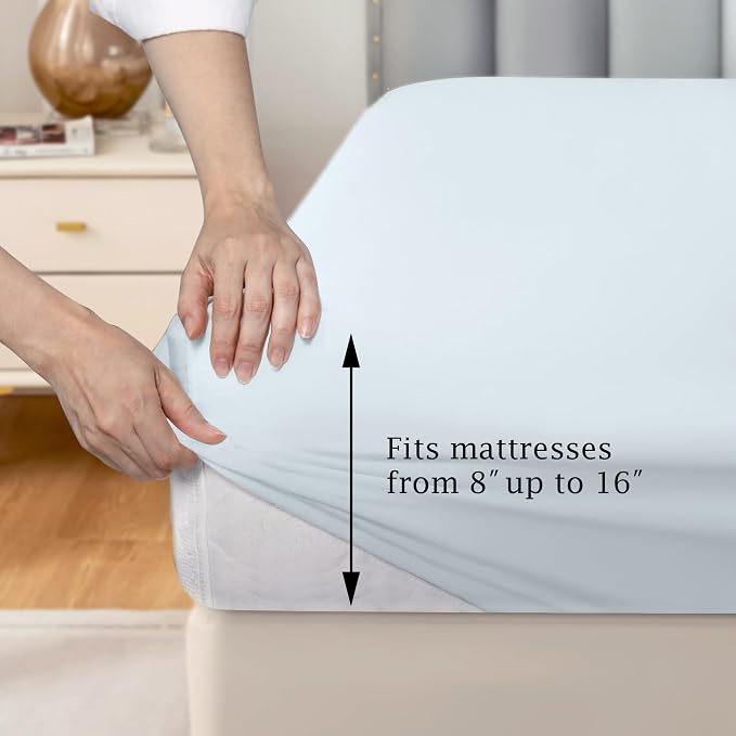 FreshCulture Pure Cotton Fitted Sheets California King Size, 300 Thread Count - Image 3