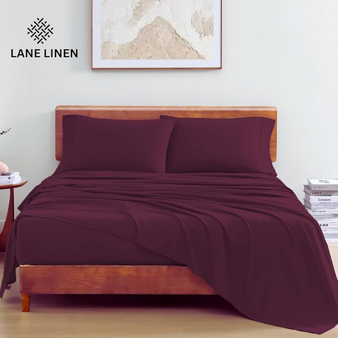 LANE LINEN 100% Organic Cotton Sheets King Size, Machine Washable Fully - Image 2