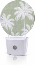 Night Lights Auto Sensor Tropical Palm Trees Night Light Sage Green Linen by Home+L6