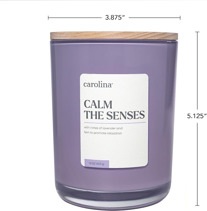 Carolina Calm The Senses Scented Candle, 16 oz Lavender & Fern Scented - Image 4
