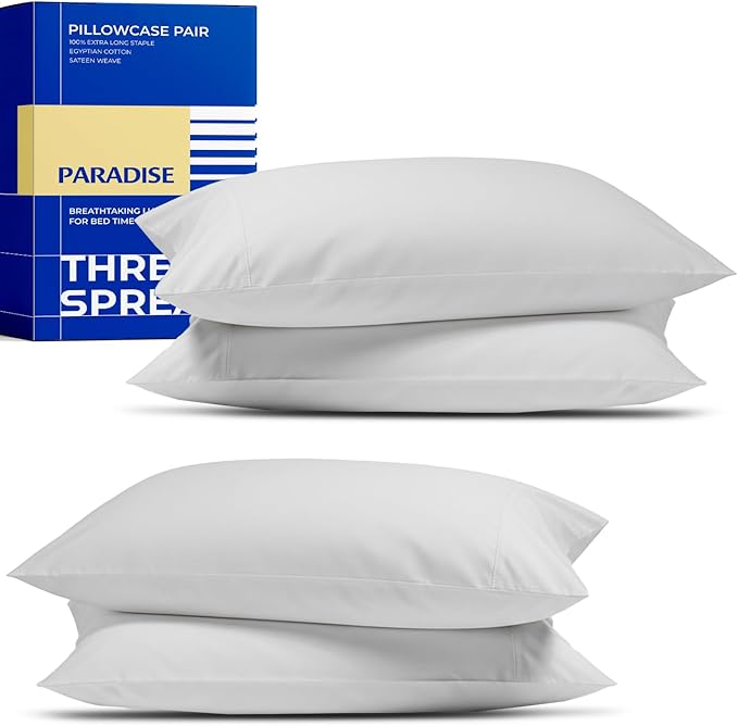 Thread Spread 100% Egyptian Cotton Pillow Cases Queen Size Set of 4 by THREADSPREAD