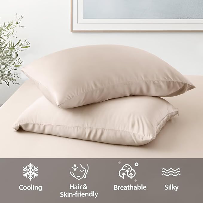 4 Pack Cooling Pillow Cases, Viscose Derived from Bamboo Pillow Protectors - Image 5