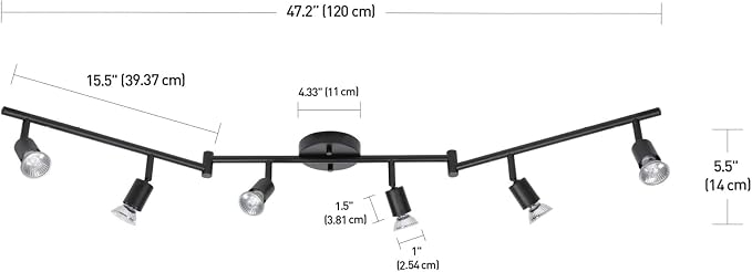 Globe Electric 59693 6-Light Foldable Track Lighting Kit, Matte Black Finish - Image 9