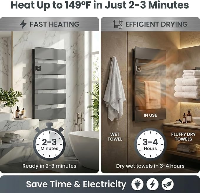 Electric Towel Warmer, Heated Towel Rack - Image 2